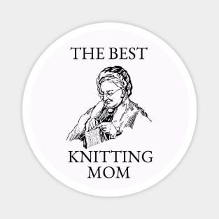 THE BEST KNITTING CRAFTS MOM LINE ART SIMPLE VECTOR STYLE, MOTHER OLD TIMES Magnet